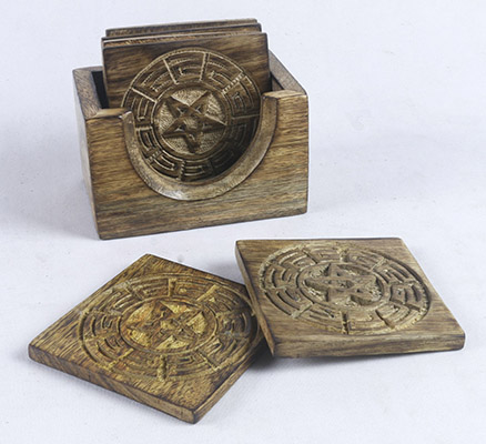 Set Of 6 Pentagram Design Coasters - Click Image to Close